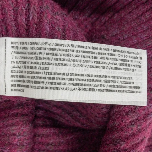 Abercrombie Fitch Oversized Crewneck Sweater Womens Medium Berry Burgundy Ribbed - Picture 9 of 10